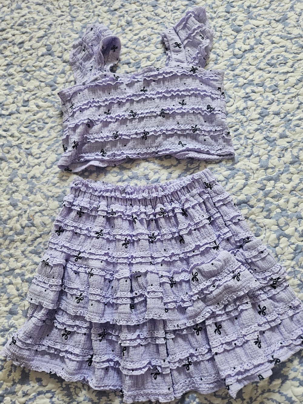 Lavender Ruffled Two-Piece Crop Top & Skirt Set - Picture 8 of 8